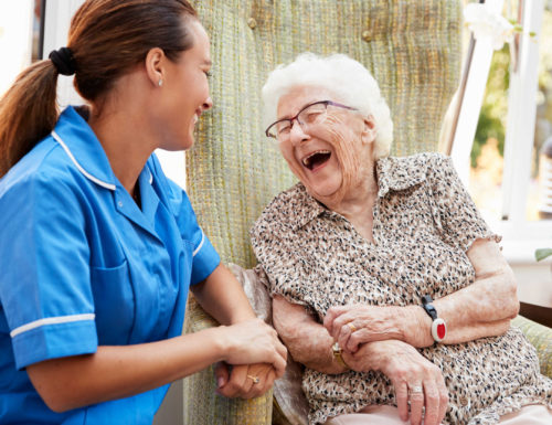 Older adult and companion during companions & homemakers at home