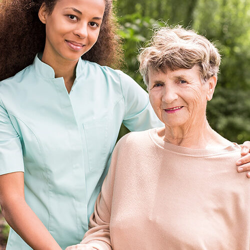 Older adult and companion during 24-hour live-in at home